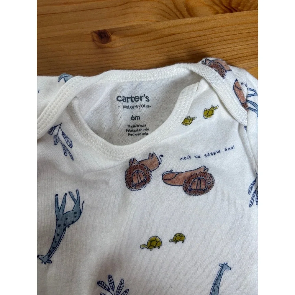 Carter's Just For You Infant Safari Long Sleeve Bodysuit Bundle Size 6 Months